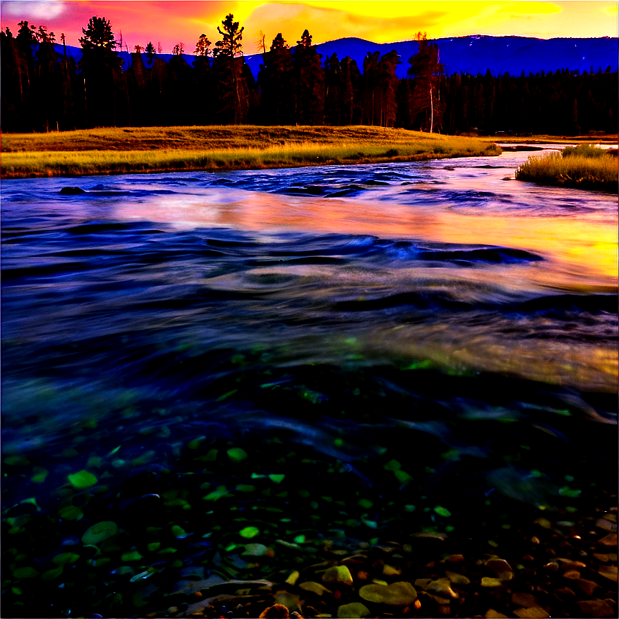 Download Yellowstone River Sunset Png 06112024 | Wallpapers.com