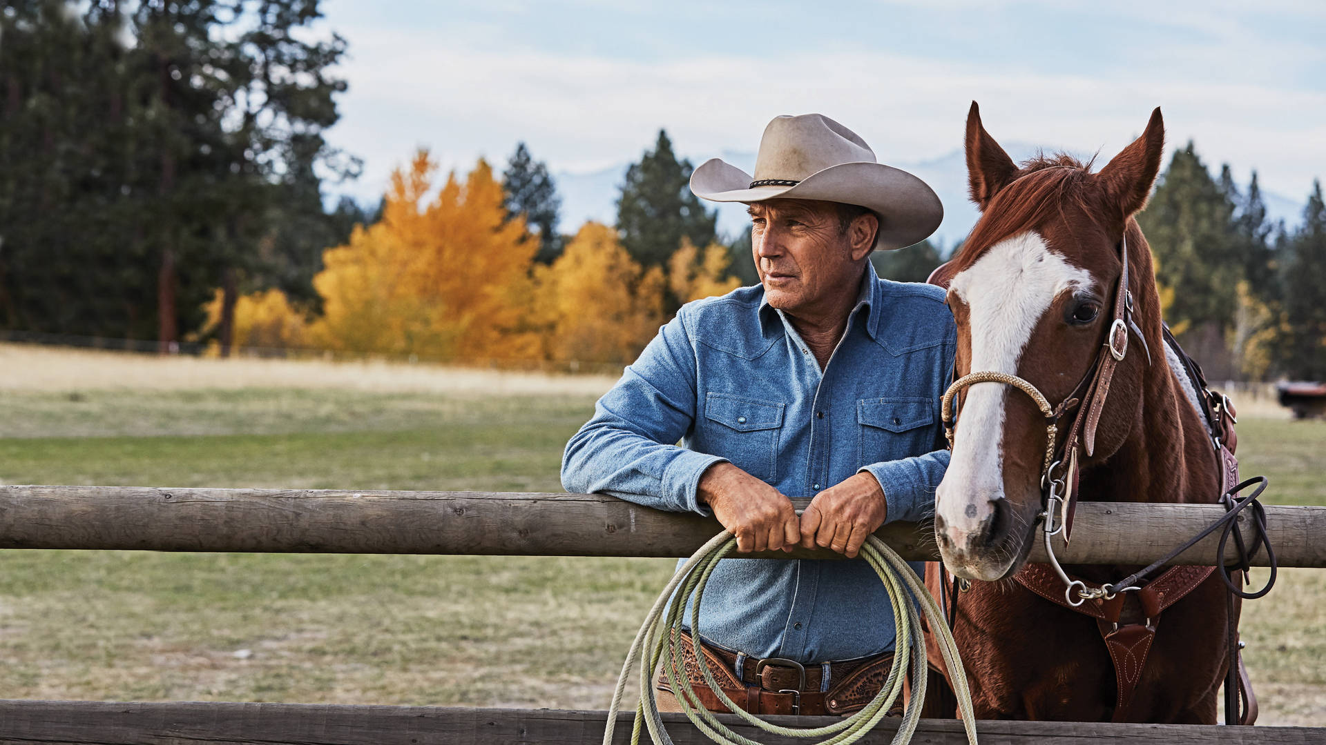 Sériede Tv Yellowstone: John Com O Cavalo Papel de Parede