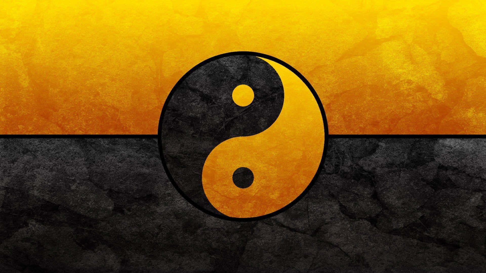 Símbolode Yin Yang En 4k En Negro Y Amarillo. Fondo de pantalla