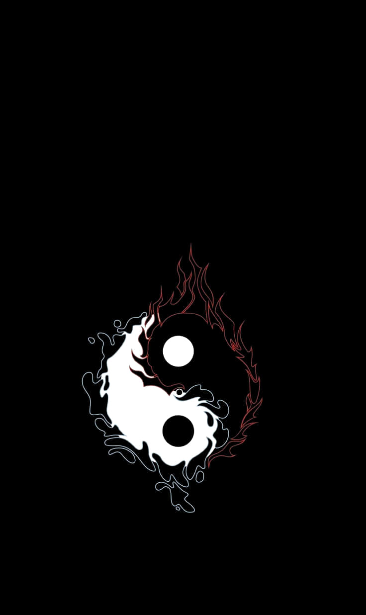 Yin Yang 4K Black Fire White Water Wallpaper
