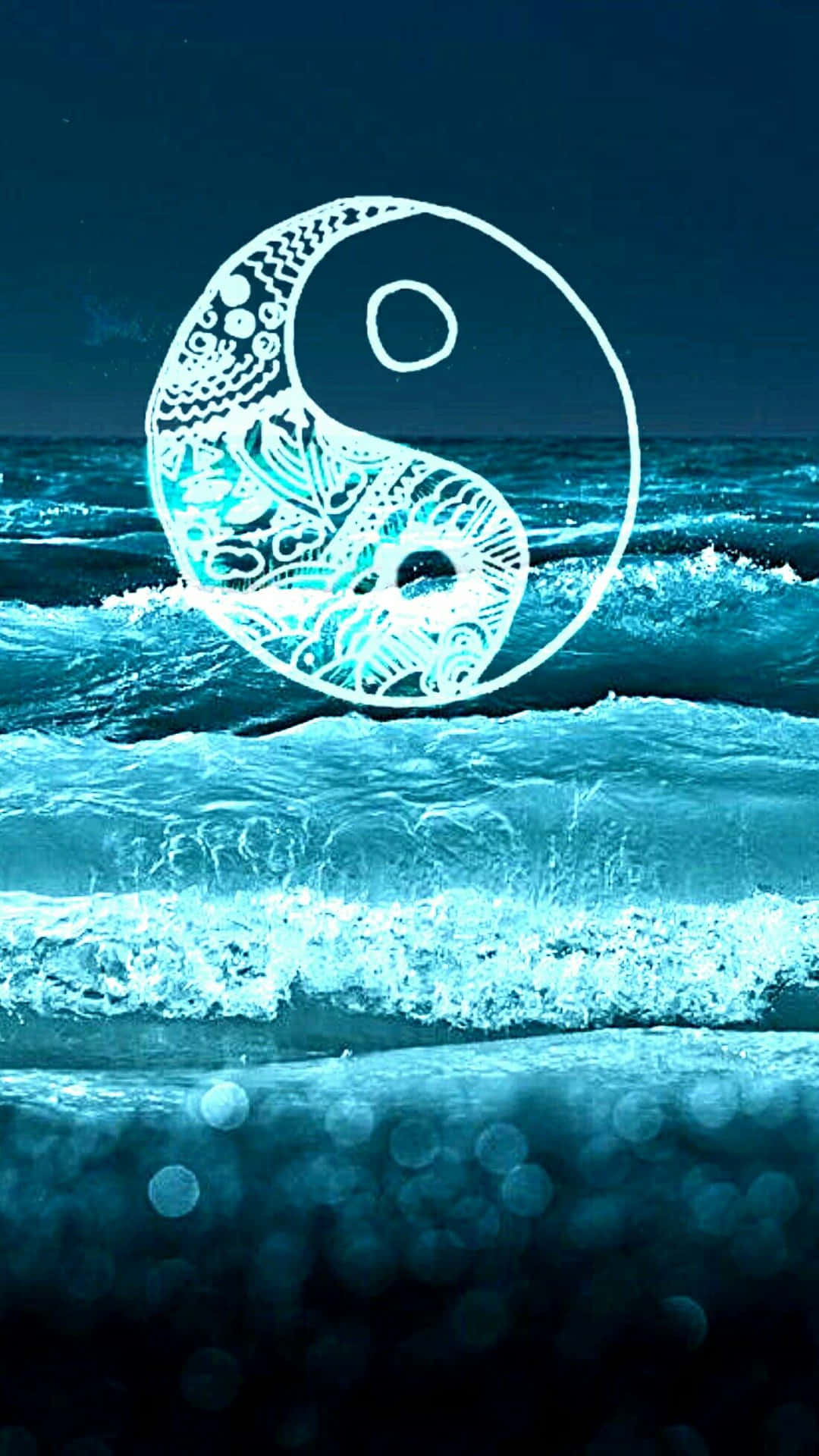 Yin Yang 4K Blue Ocean Waves Wallpaper