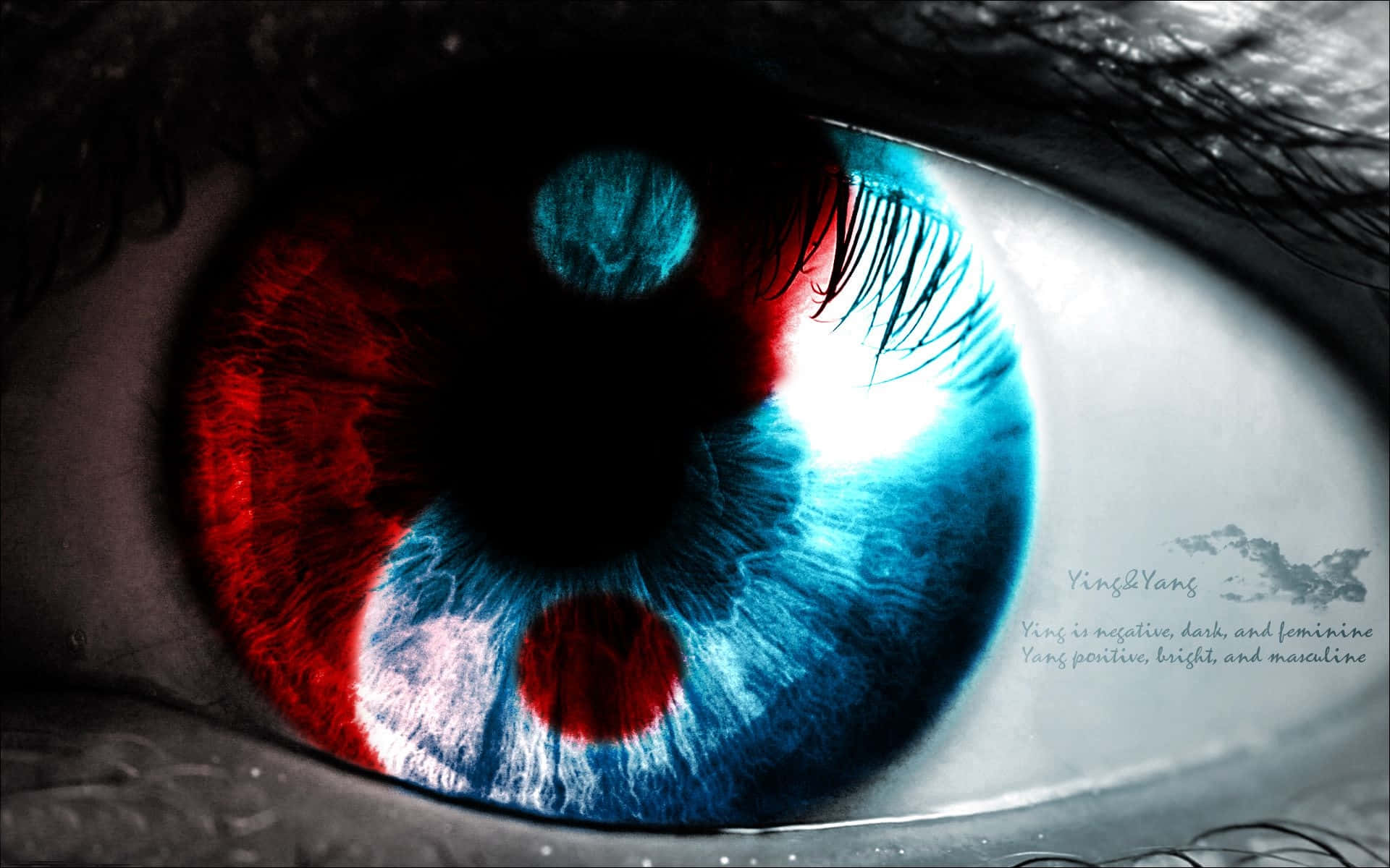 Yinyang 4k Rot Und Blau Augen Nahaufnahme Wallpaper
