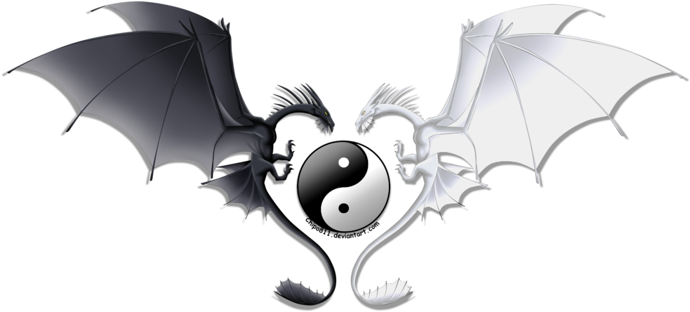 Yin Yang Dragon Heart PNG