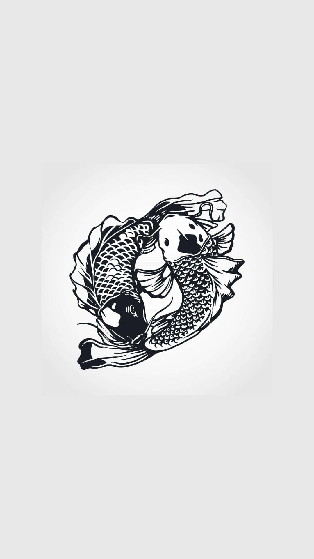 Harmonious Yin Yang Fish Swimming Together Wallpaper