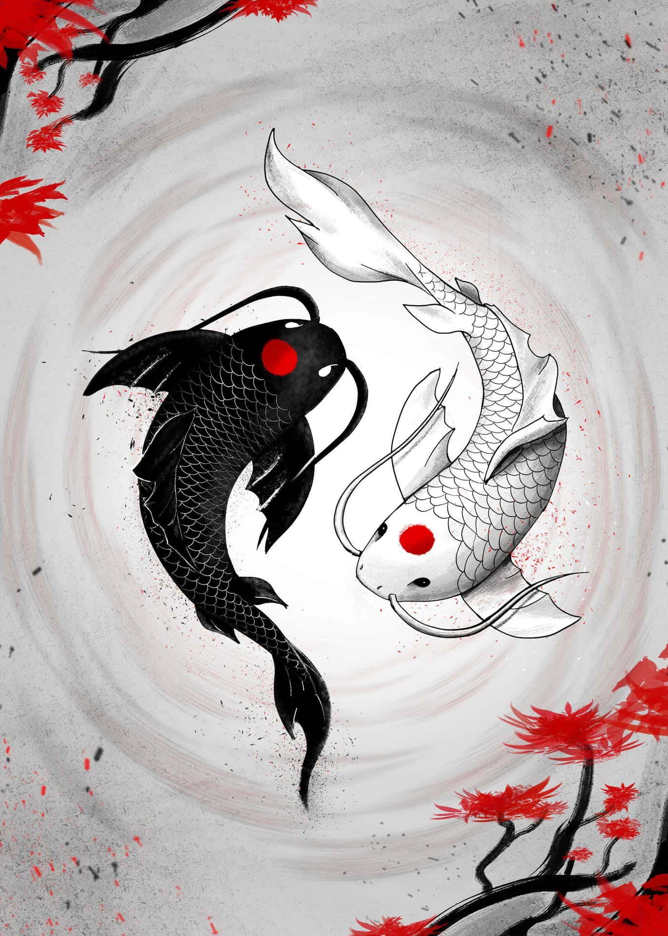 Download Yin Yang Fish 1450 X 2030 Wallpaper Wallpaper | Wallpapers.com