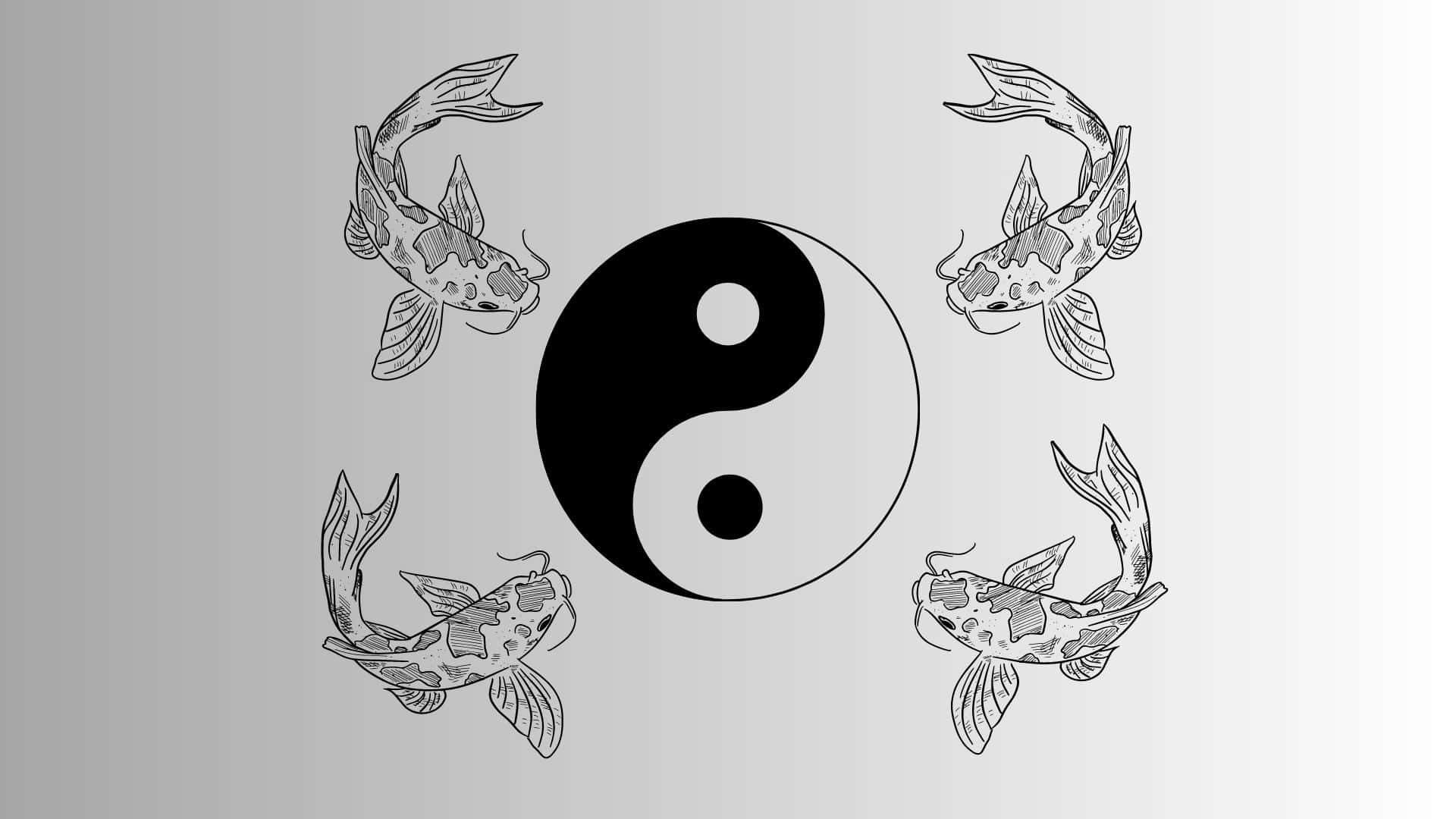 Harmonious Yin Yang Fish Symbol Wallpaper