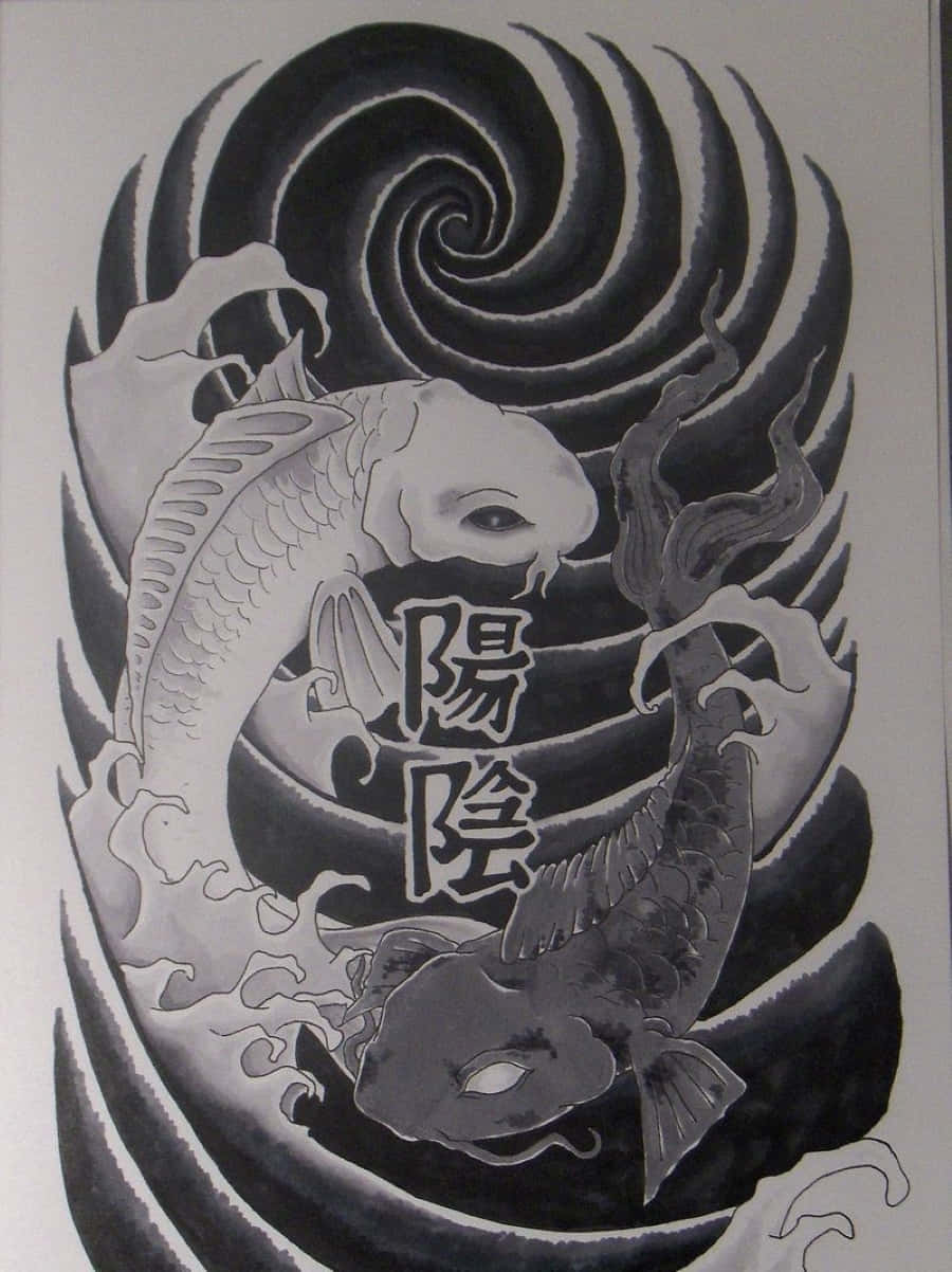 Caption: Balance and Harmony: Yin Yang Fish Wallpaper