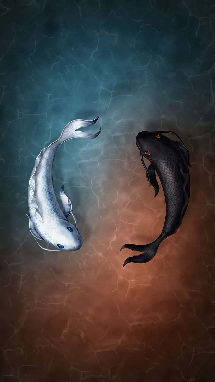 Yin Yang Koi Fish_ Artistic Representation Wallpaper