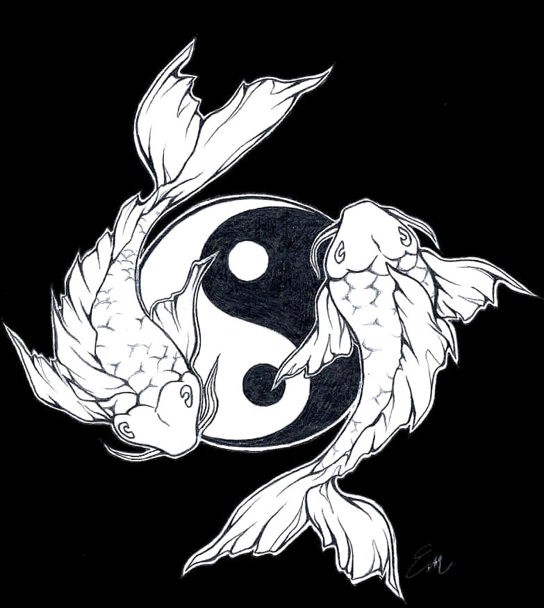 Yin Yang Koi Fish Artwork PNG