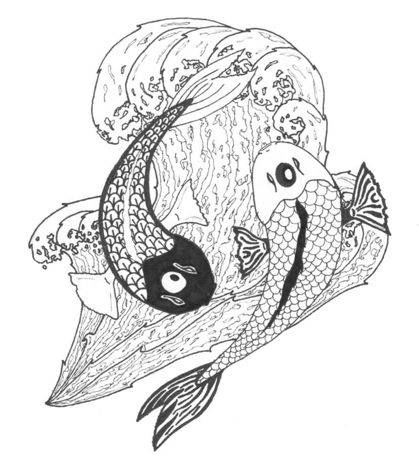 Yin Yang Koi Fish Tattoo Design PNG