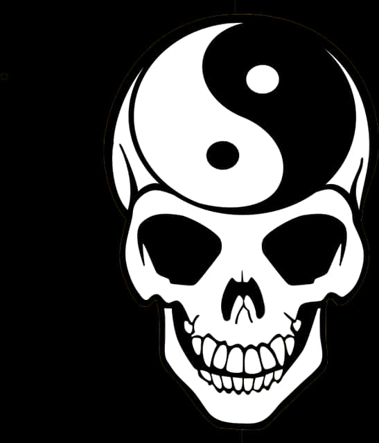 Yin Yang Skull Graphic PNG