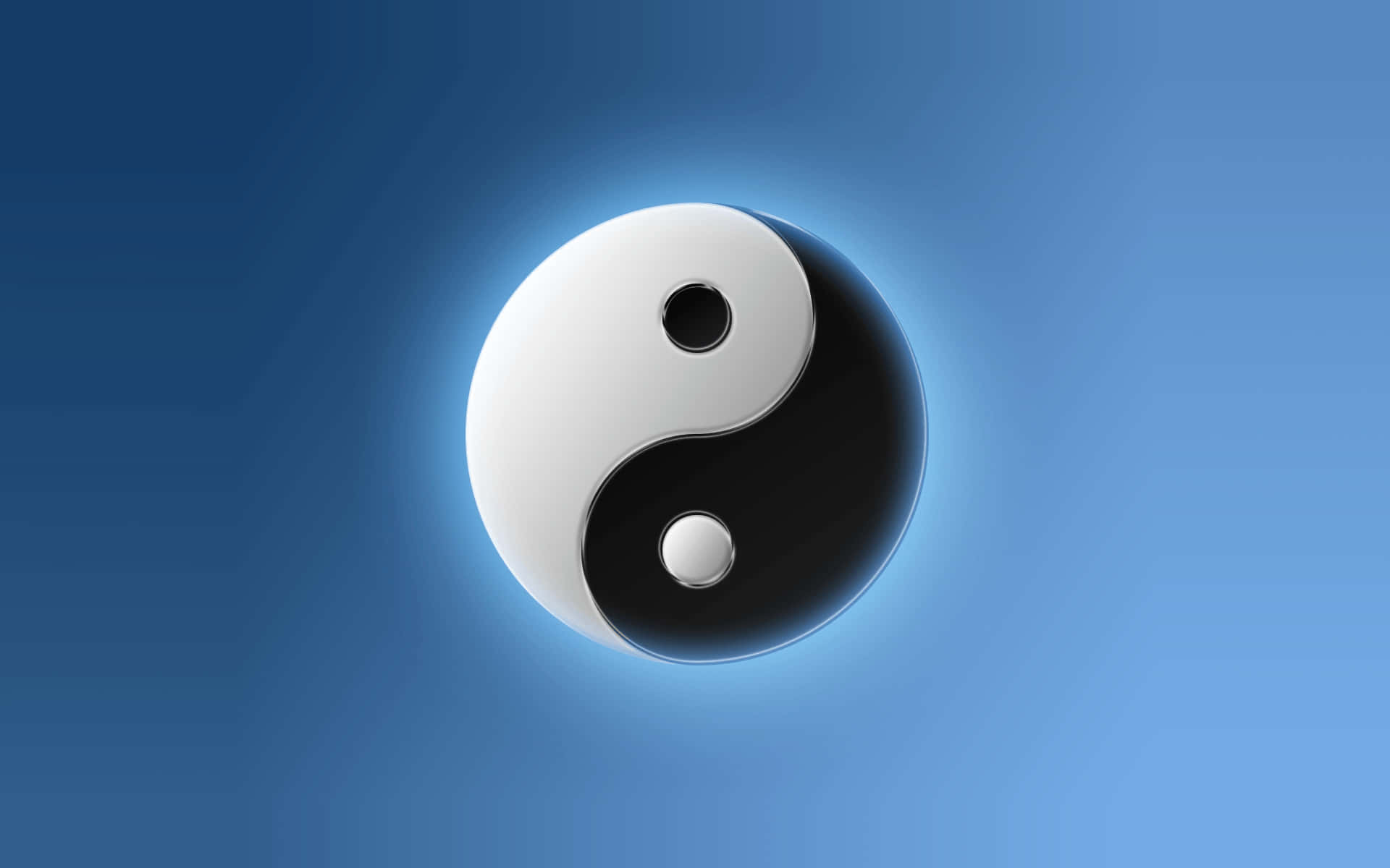 Yin Yang Symbol 4K On Blue Gradient Wallpaper