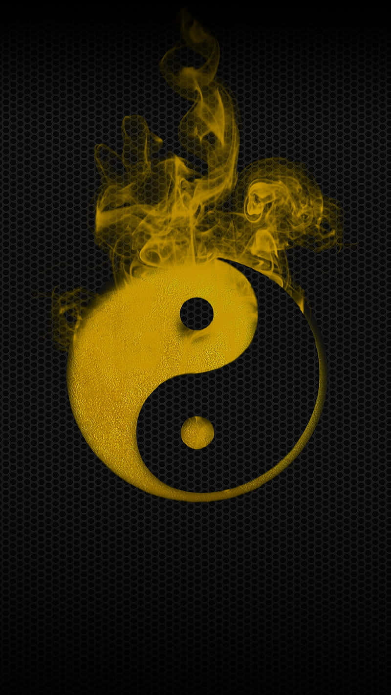 Engul Yin-yang Symbol Med Rök På En Svart Bakgrund.