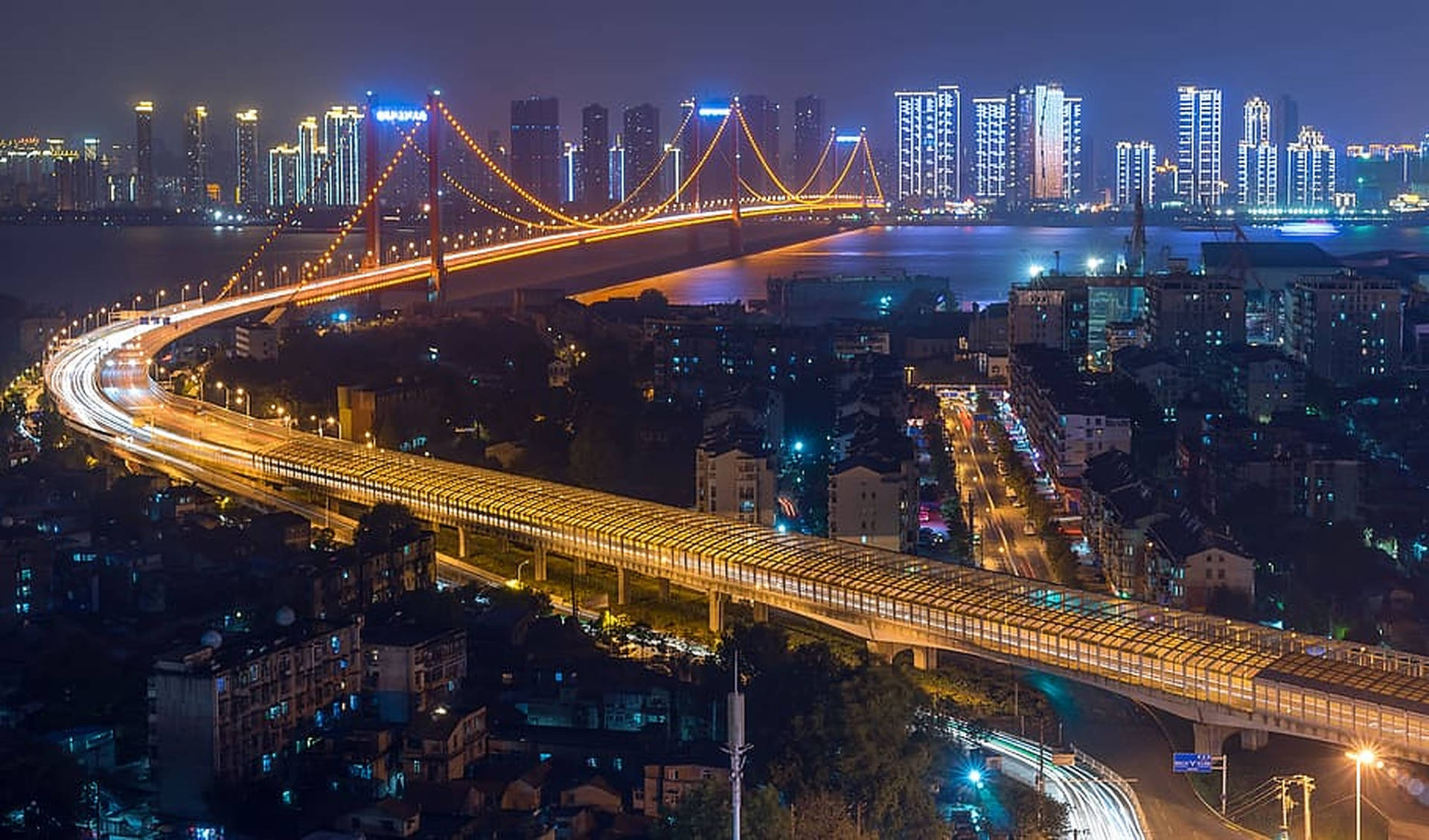 Ponte Wuhan Sul Fiume Yangtze Di Yingwuzhou Sfondo