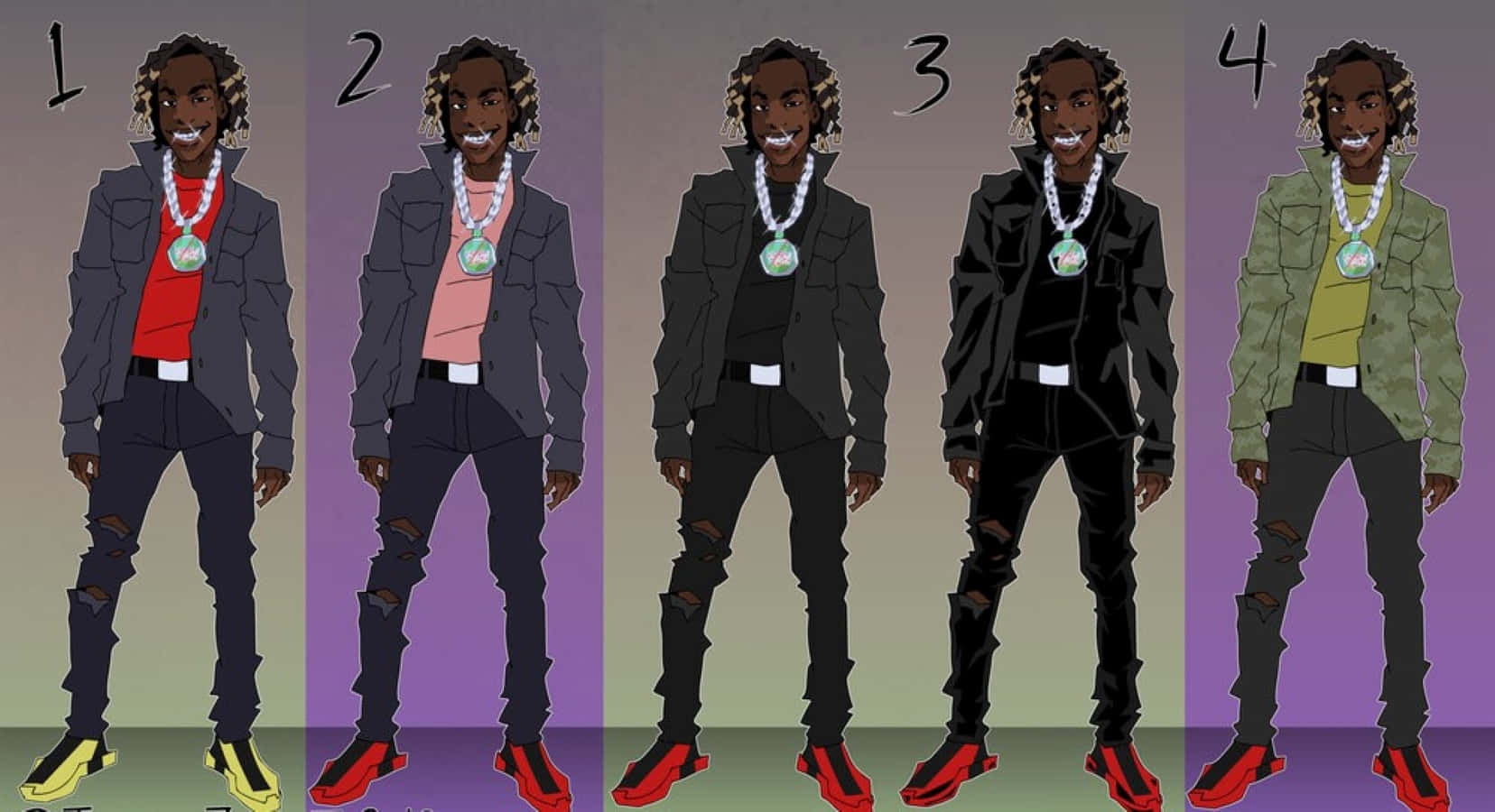 YNW Melly Cartoon in Vibrant Colors Wallpaper