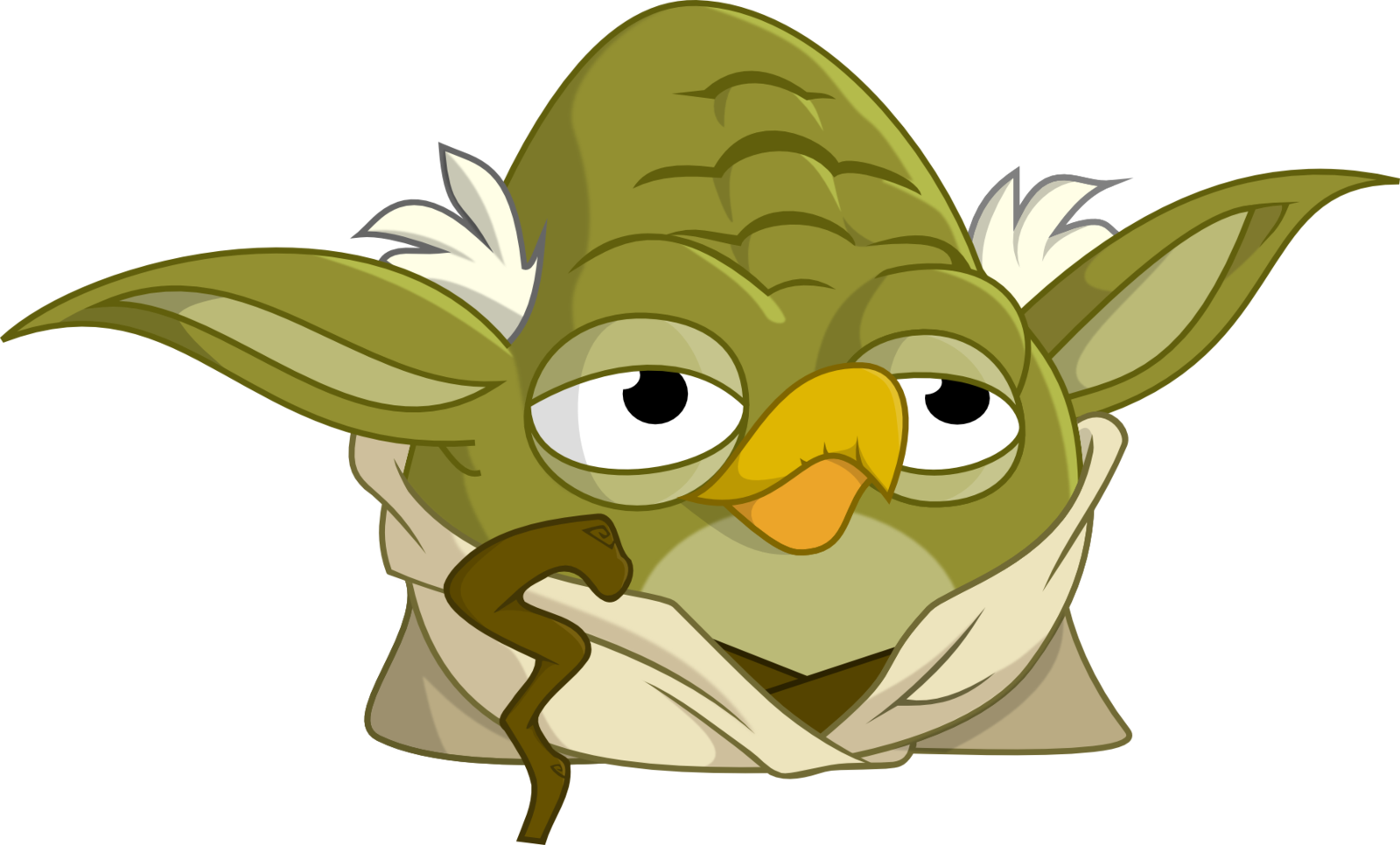 Yoda Cartoon Contemplative Pose PNG