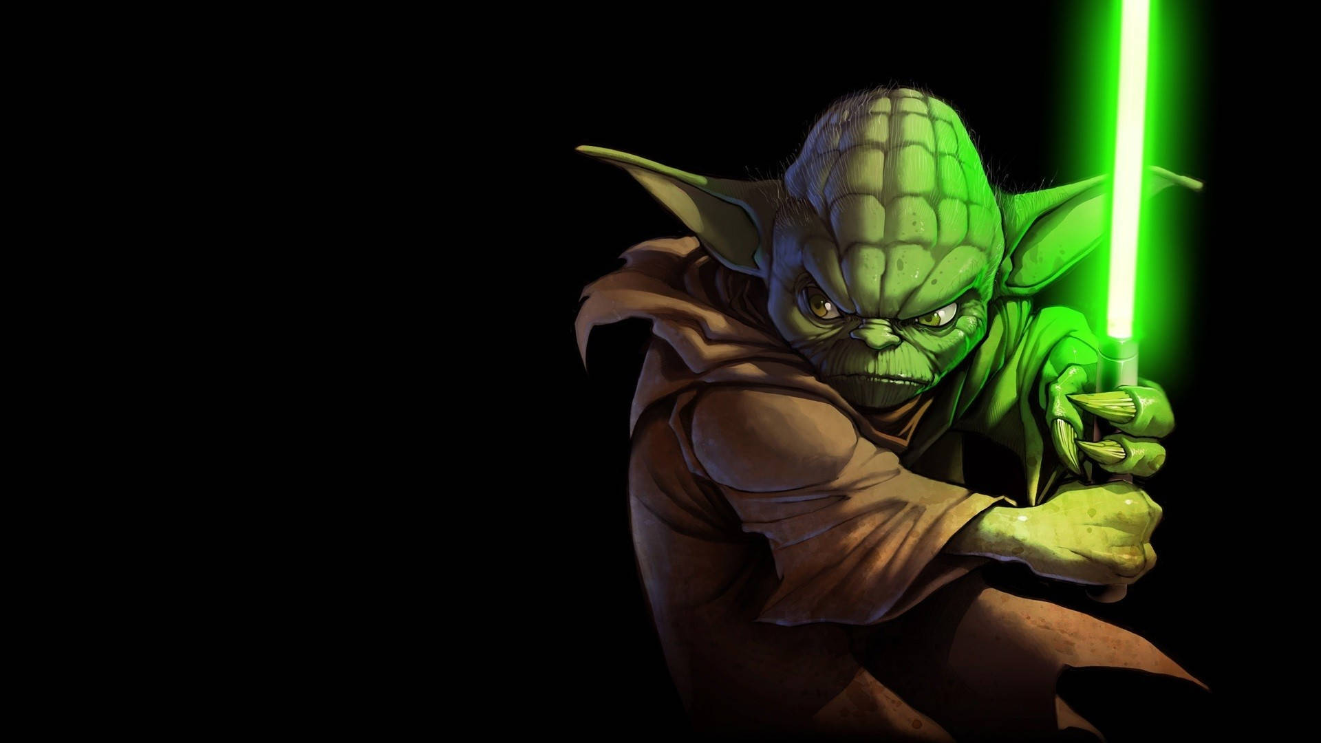 Yoda With Lightsaber Wallpaper