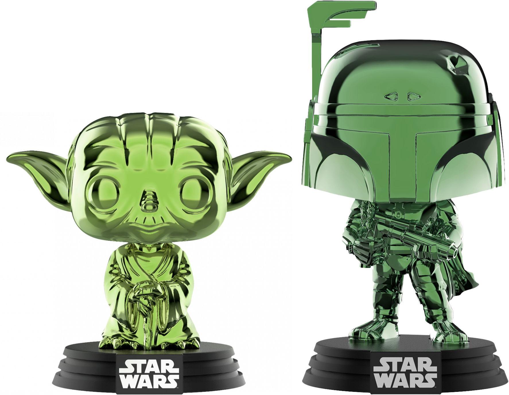 Yodaand Boba Fett Funko Pop Figures PNG