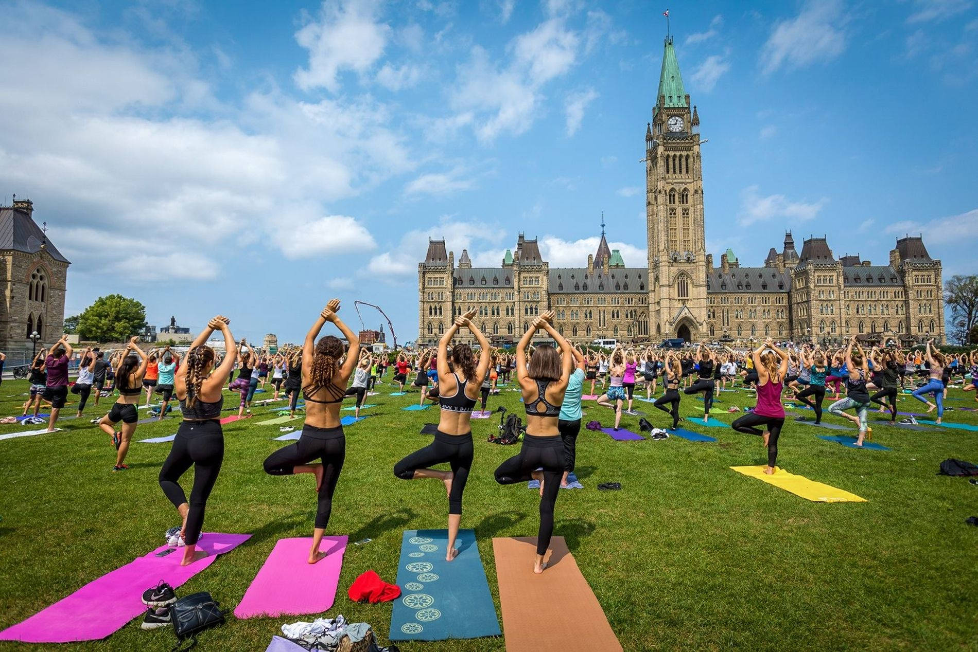 Yoga In Front Of The Ottawa Parliament Wallpaper