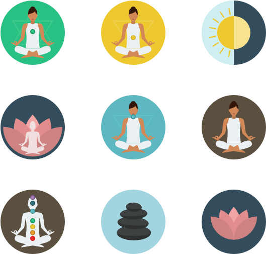 Yoga Meditation Icons Set PNG