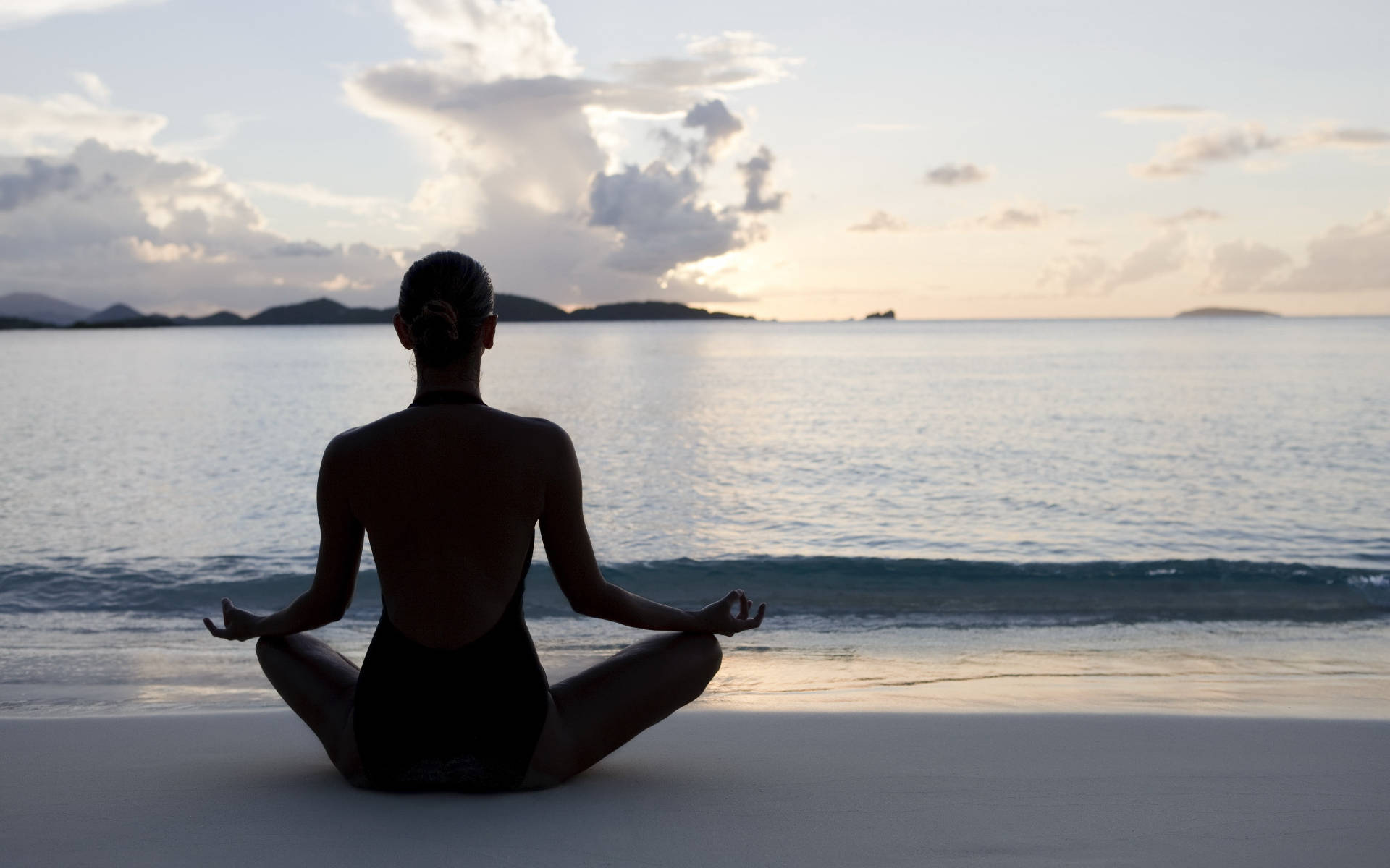 Yoga Meditation In Calm Beach Wallpaper