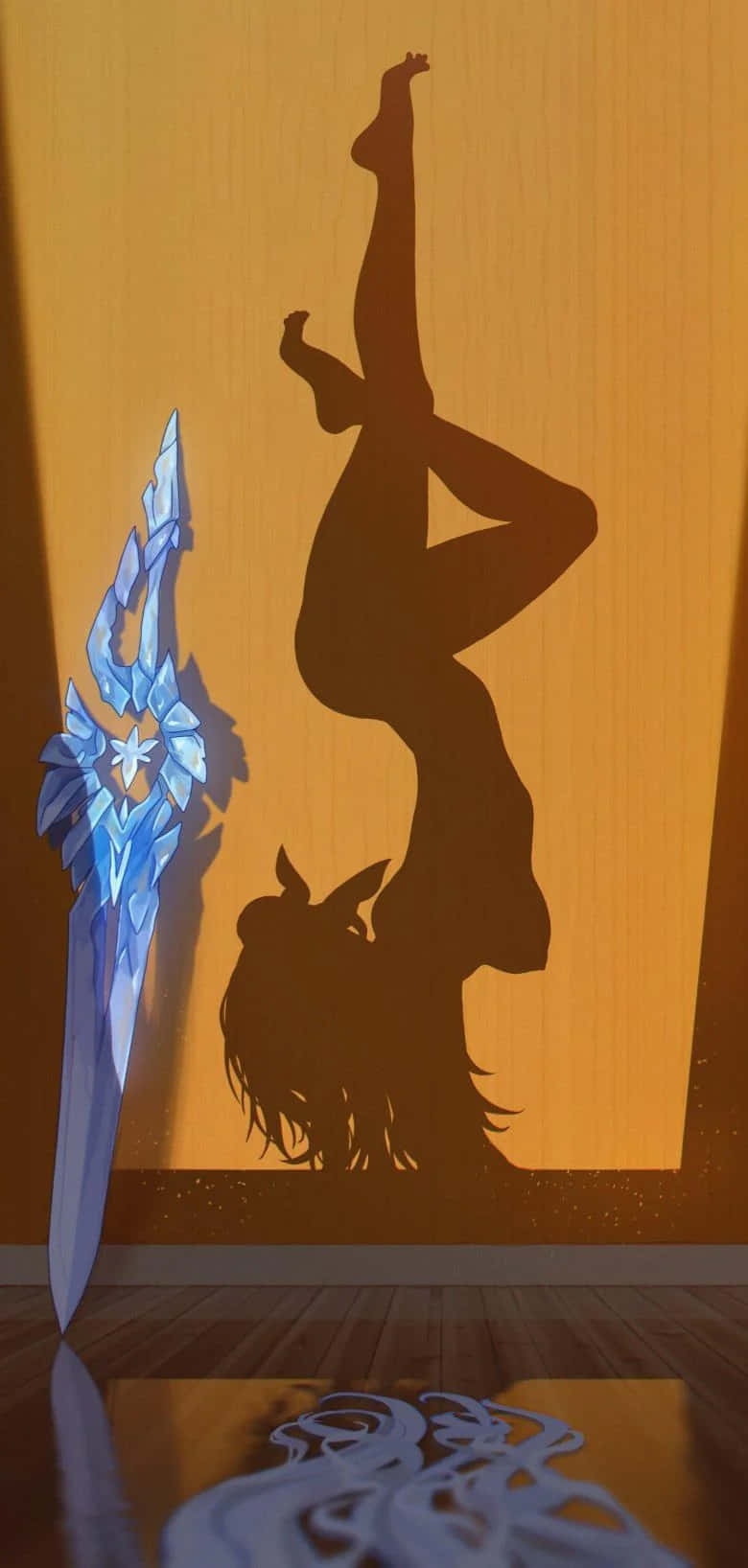 Yoga Pose Shadowwith Crystal Sword Wallpaper