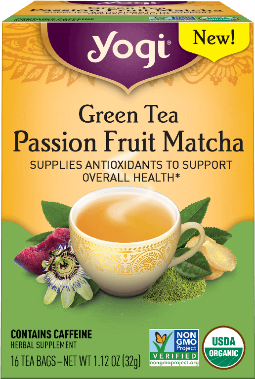 Yogi Green Tea Passion Fruit Matcha Box PNG