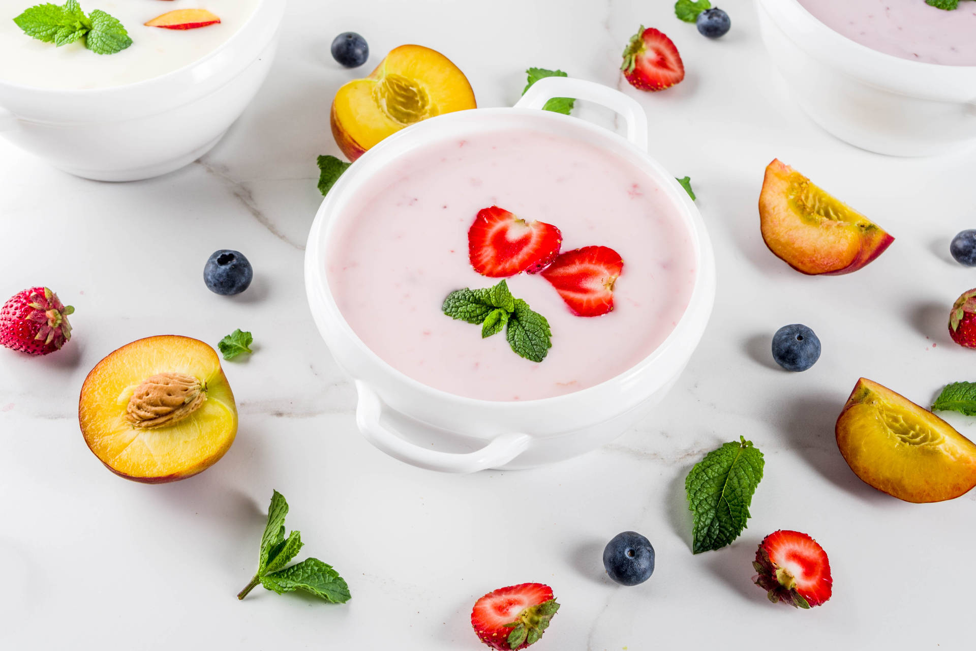 Yogurt And Fruits Wallpaper