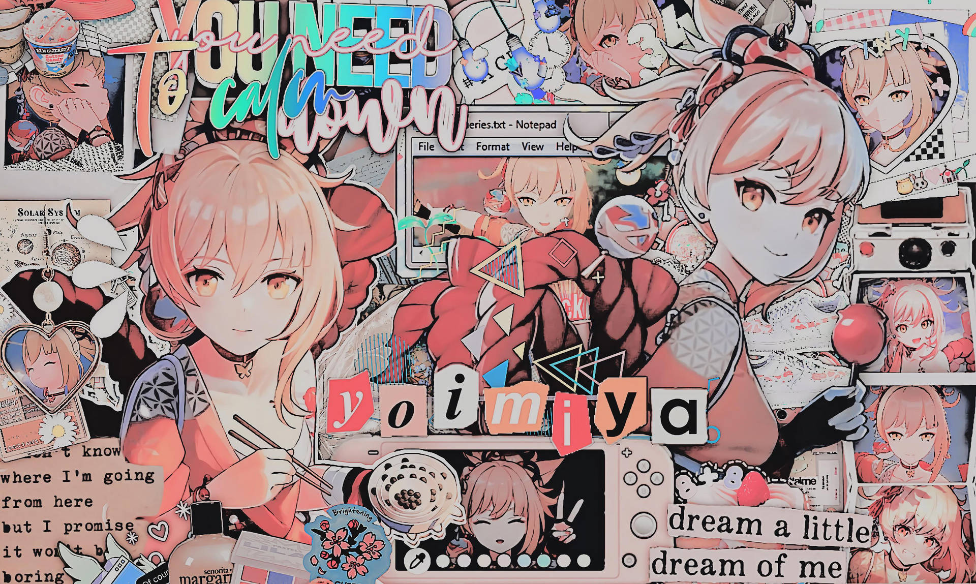 Yoimiya Cute Collage Wallpaper