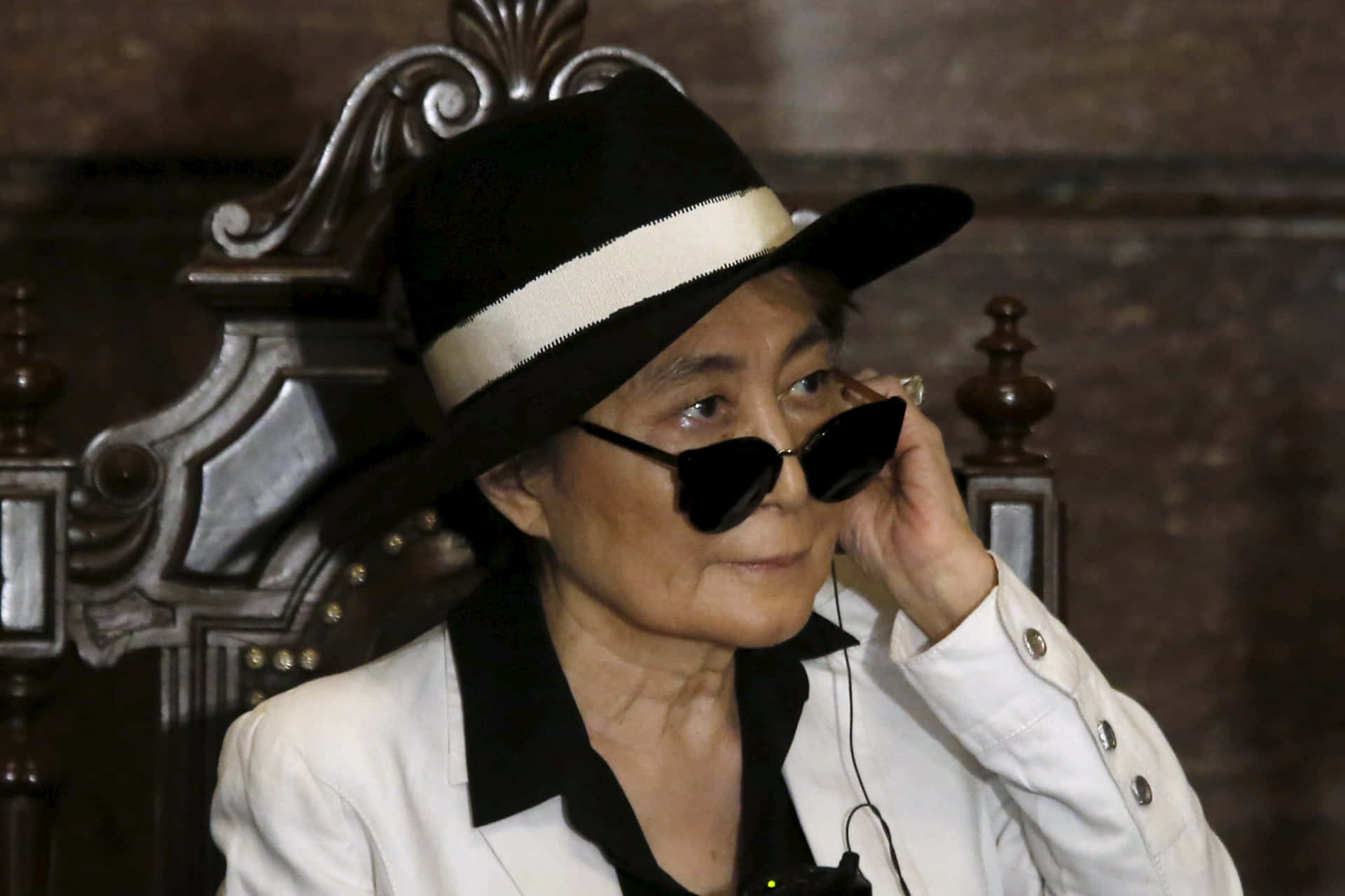 Yoko Ono Hat White Clothing Wallpaper