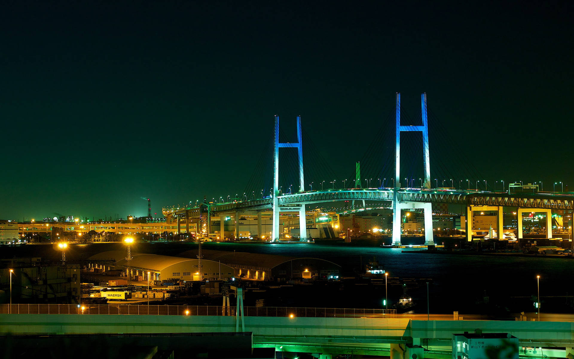 Yokohama Bridge Night Photography Wallpaper