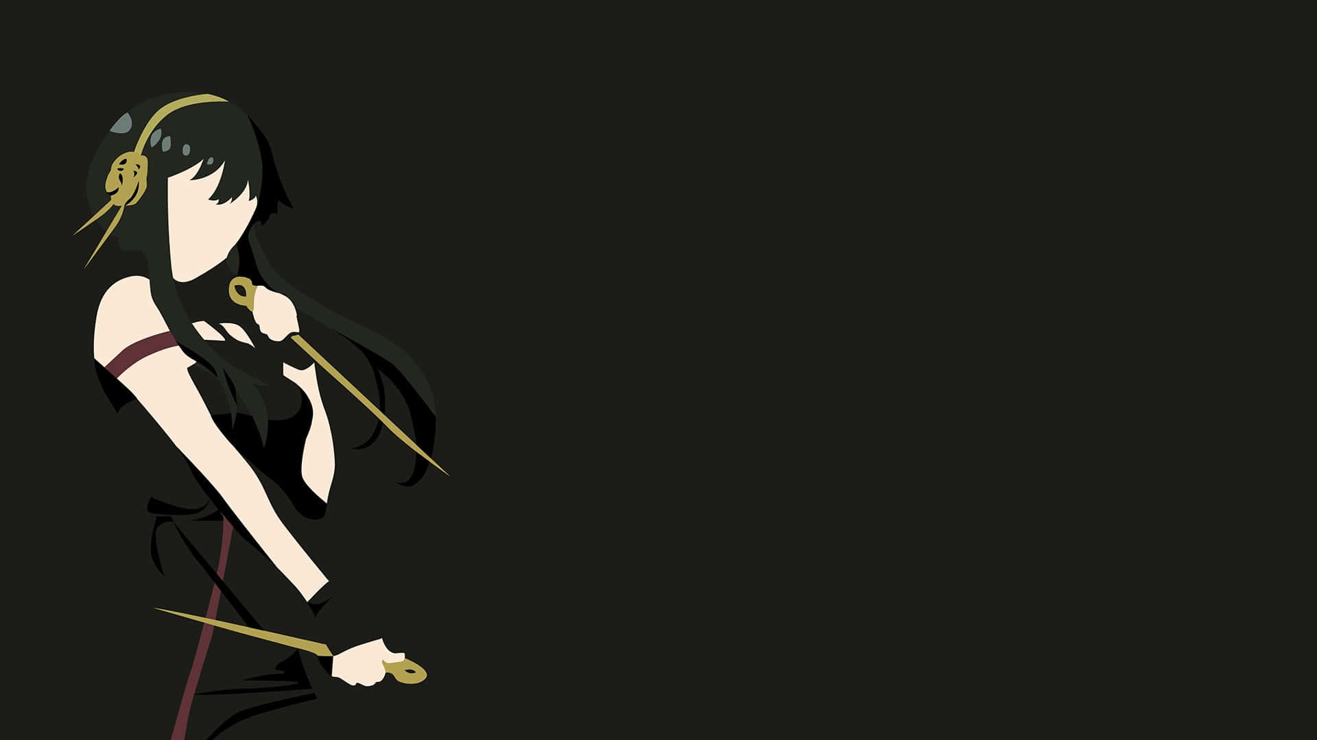 A Girl With Long Hair And Black Dress Holding A Sword Wallpaper
