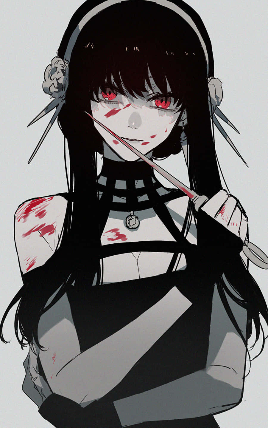 A Girl With Black Hair And Bloody Eyes Wallpaper