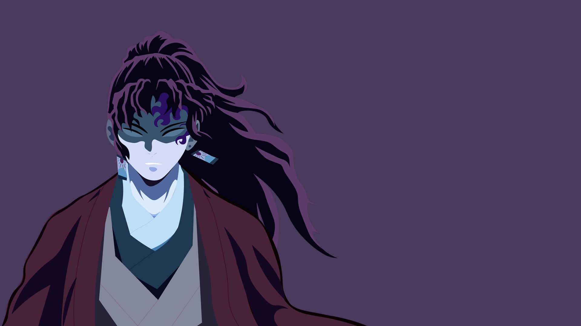 A Character With Long Hair And Purple Background Wallpaper