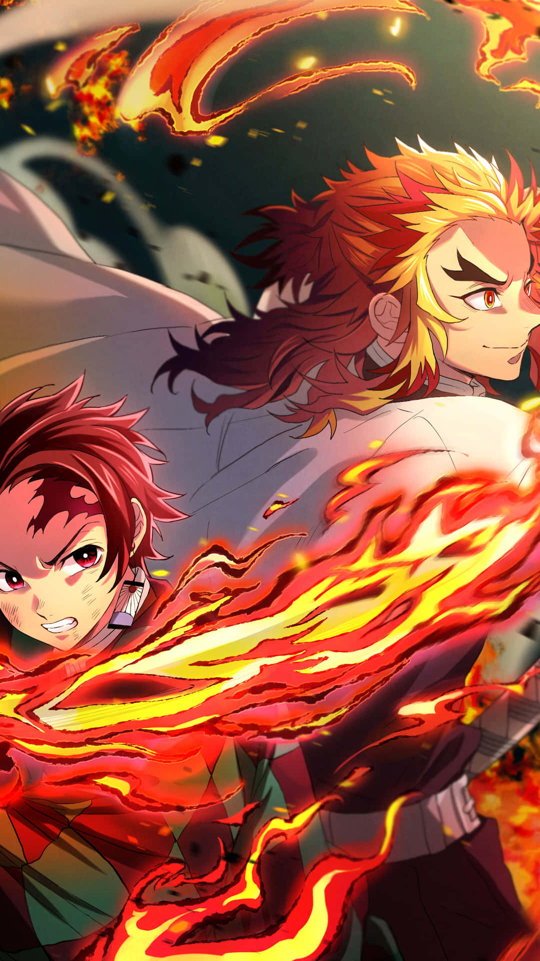 Dospersonajes De Anime Con Fuego En Sus Manos. Fondo de pantalla