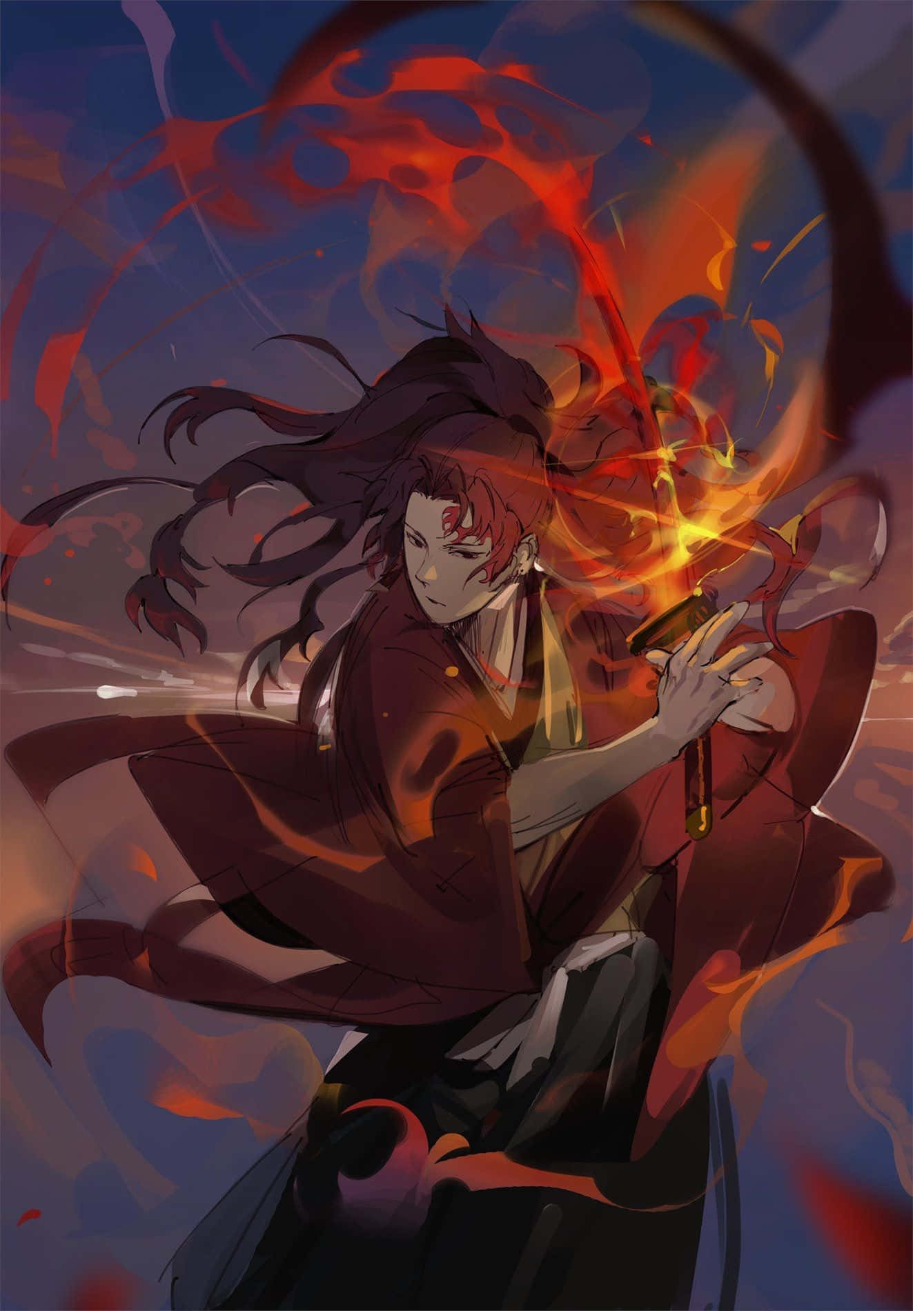 Yoriichi Tsugikuni, the legendary swordsman and master of the "Breath of the Gods" Wallpaper