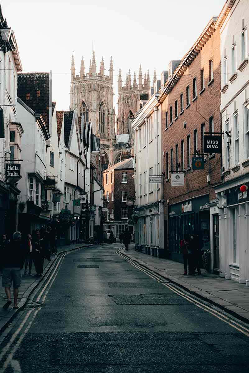 A bustling street in York, England