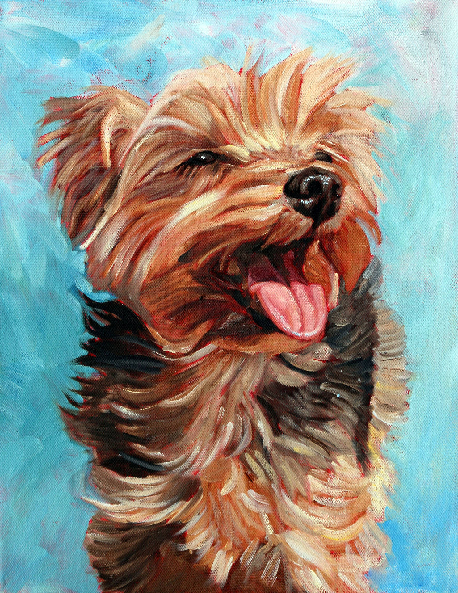 Yorkie Puppy Happy Painting Wallpaper