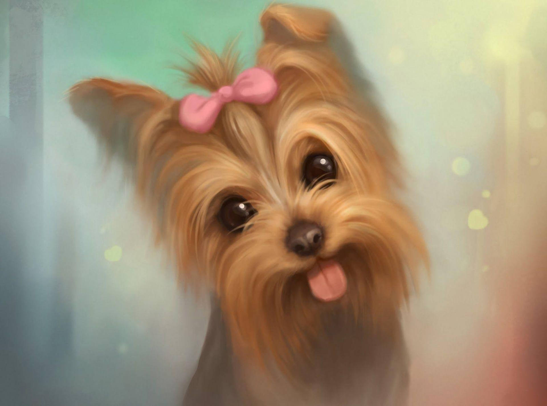 Yorkie Puppy Soft Painting Wallpaper