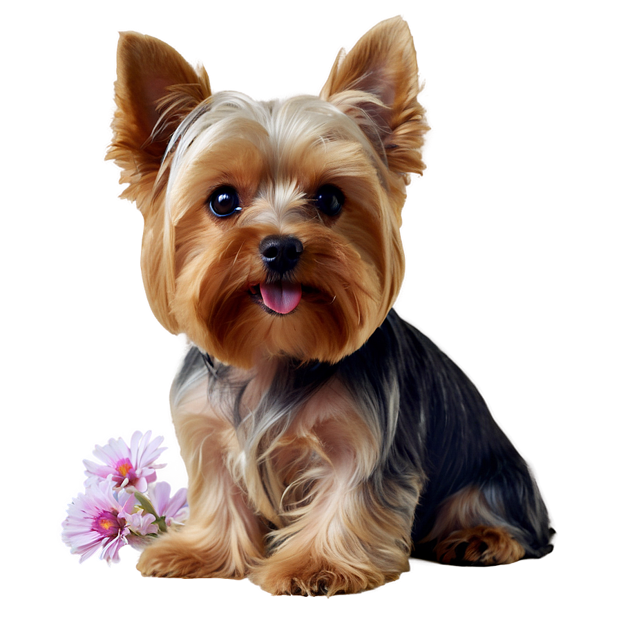 Yorkie With Flowers Png Udl11 PNG