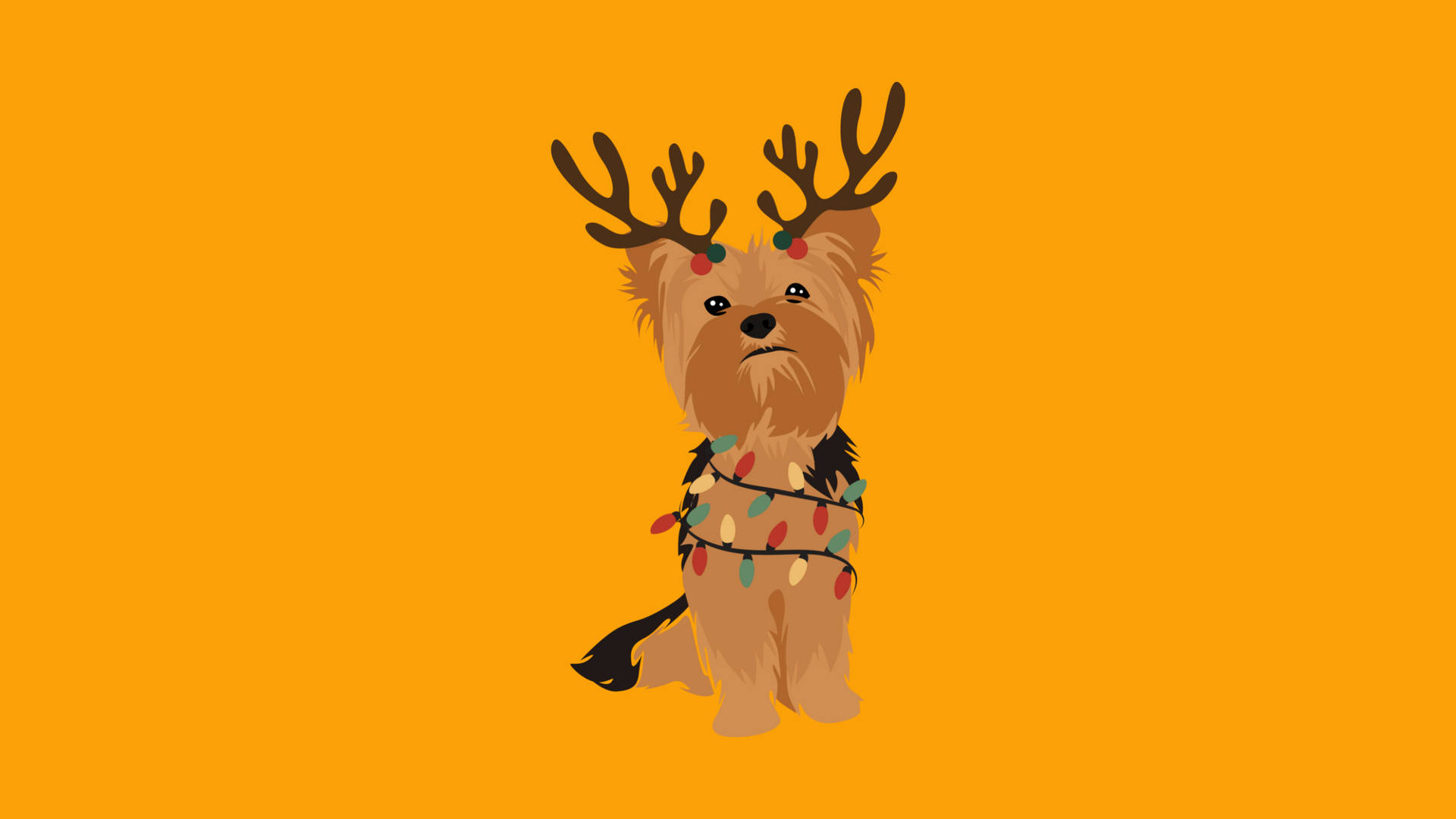 Yorkshire Terrier Christmas Reindeer Art Wallpaper