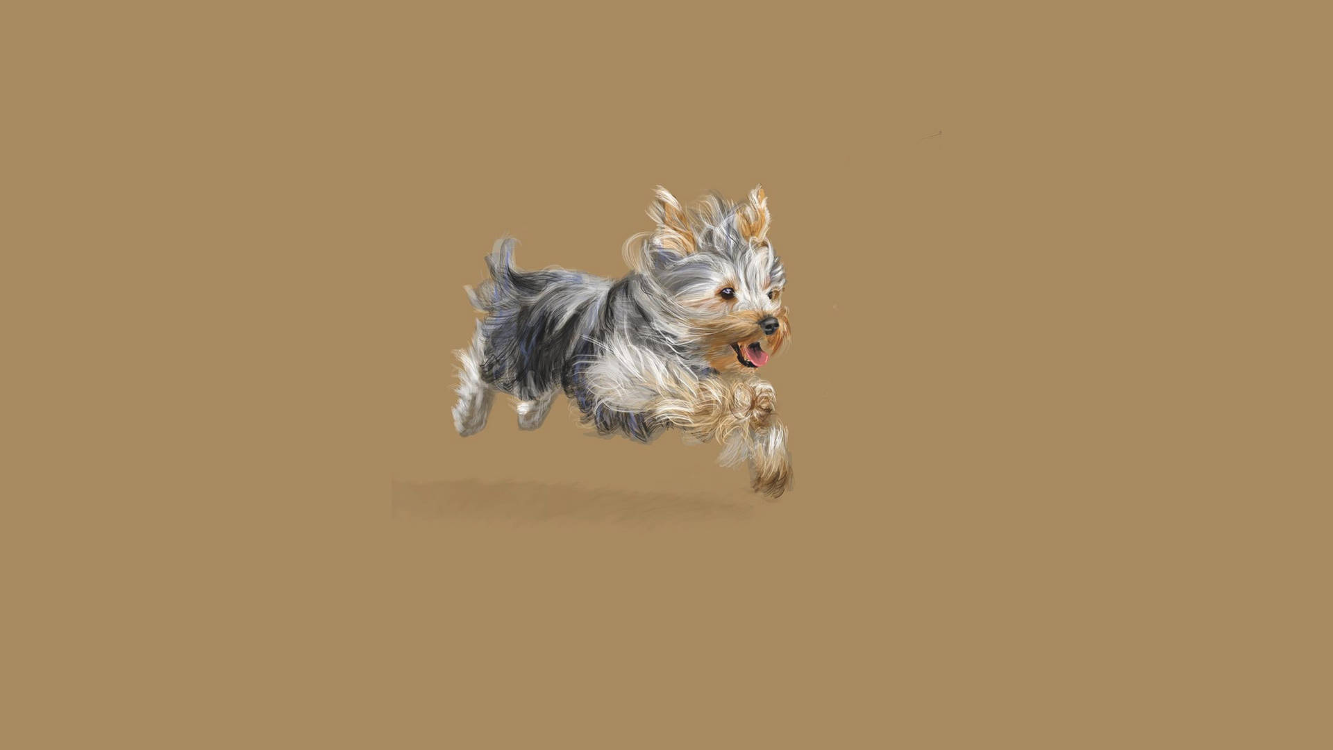 Digitalt kunstværk med Yorkshire Terrier, der løber Wallpaper