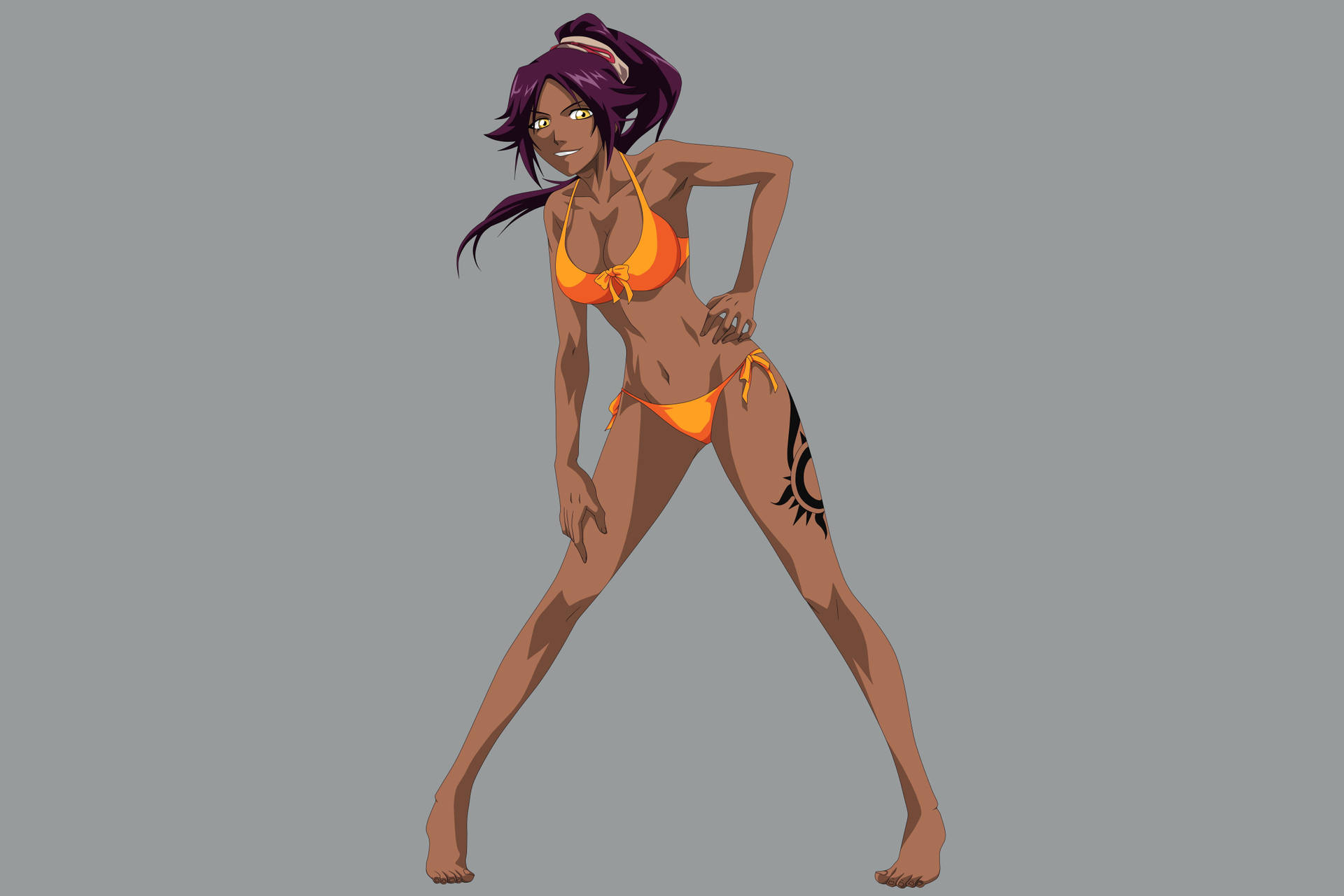 Caption: Yoruichi Shihouin in Swimwear - Revealing the Power and Beauty of Stealth Wallpaper
