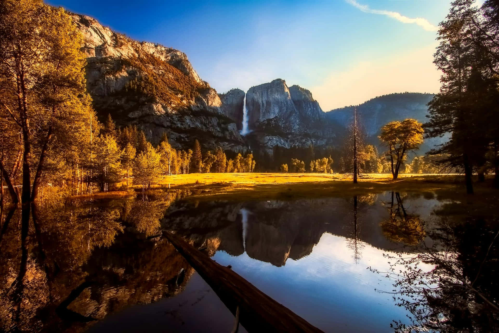 Yosemite Falls Sunset Reflection Wallpaper
