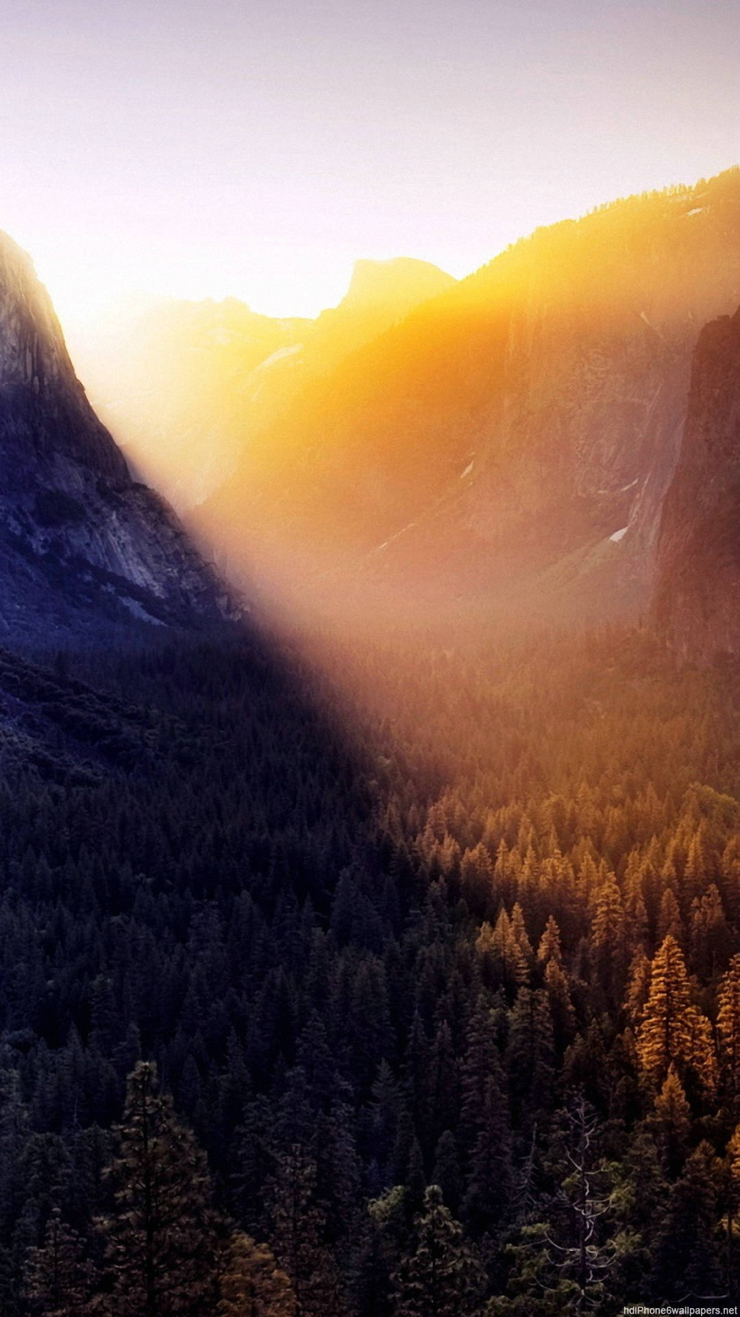 Sun Shining At Yosemite Iphone Wallpaper