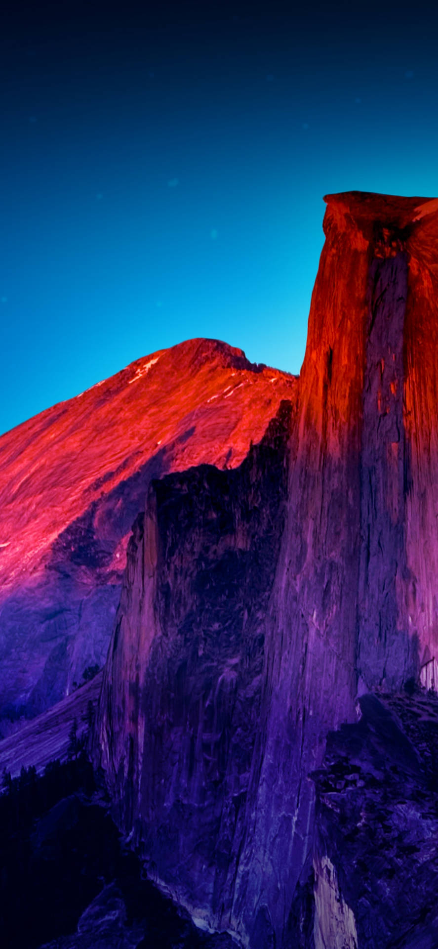 Yosemite iPhone baggrundsbillede: Et malerisk syn af Yosemite-bjerget, der er storslået og rå. Wallpaper