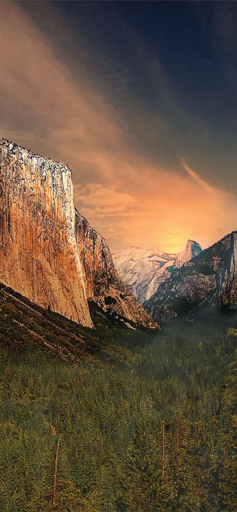 Sun Setting At Yosemite Iphone Wallpaper