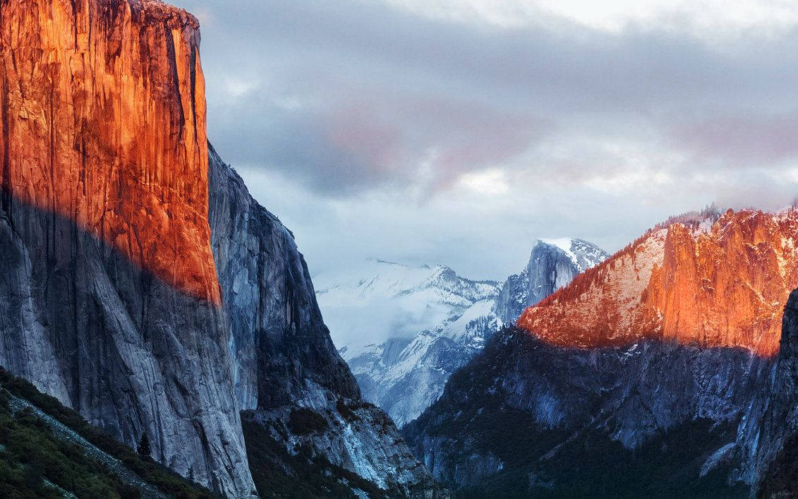 Majestic Yosemite Mountain from the View of a Macbook Pro Wallpaper