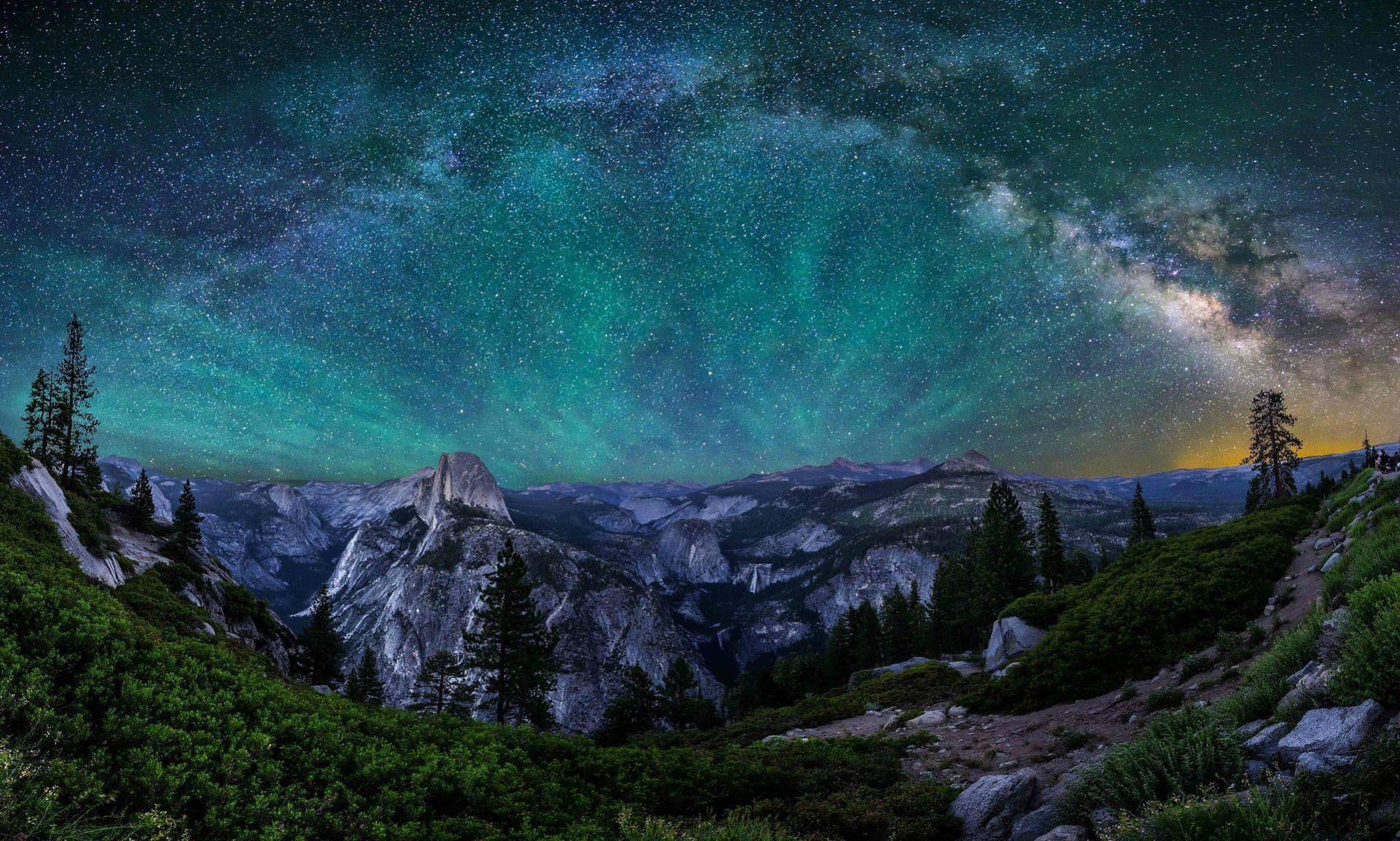 Parquenacional Yosemite Noche Estrellada. Fondo de pantalla