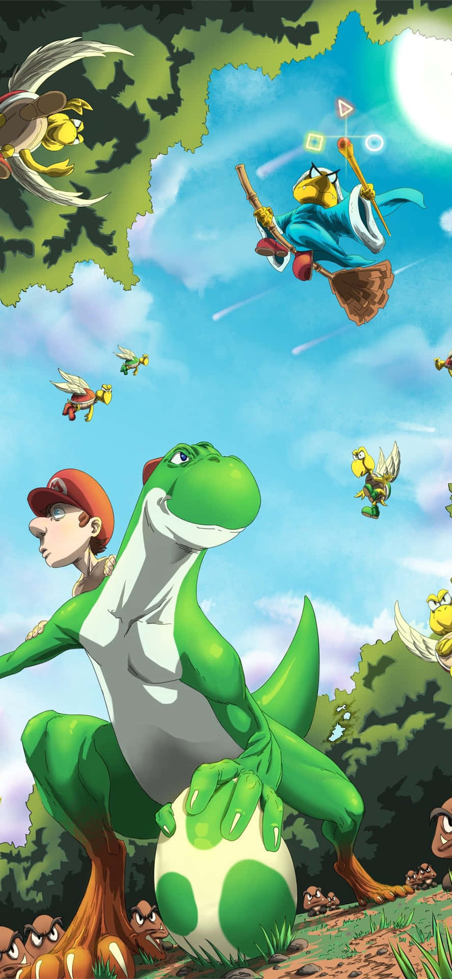 "Who's up for a fun adventure with Yoshi?" Wallpaper